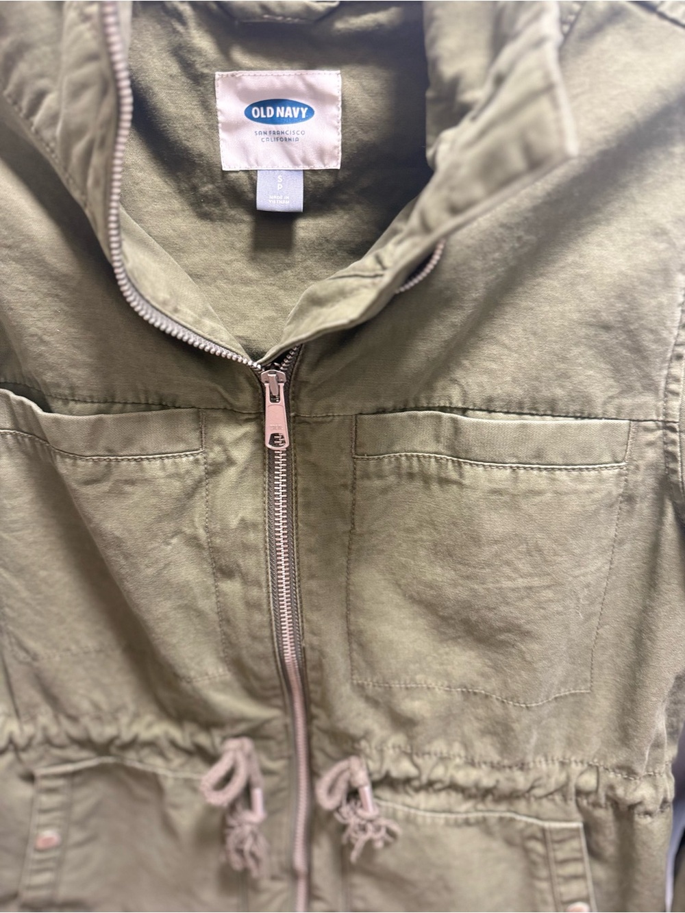 Old Navy Olive Green Drawstring Utility Jacket - Picture 3 of 5